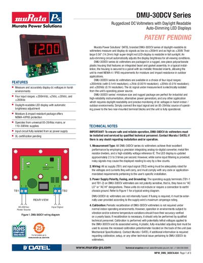 DATEL DMU-30DCV Series DC Voltmeter User Manual - cover page