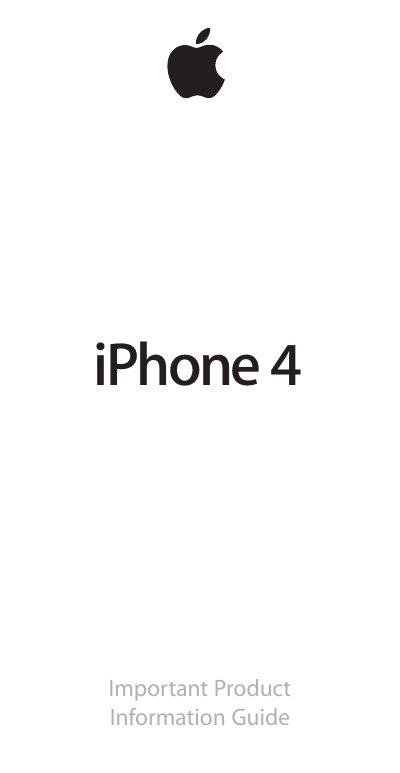 Apple iPhone 4 Product Information Guide - cover page
