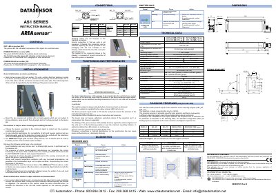 Datasensor AS1 Series Instruction Manual - cover page