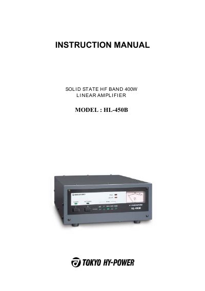 Tokyo Hy-Power HL-450B User Manual - cover page
