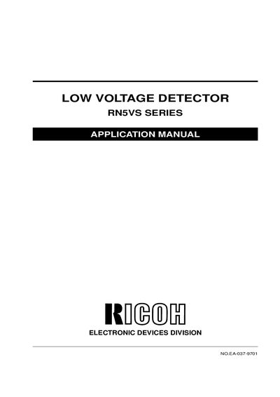 Ricoh RN5VS Series Low Voltage Detector Application Manual - cover page