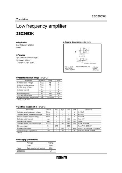 ROHM 2SD2653K Datasheet - cover page