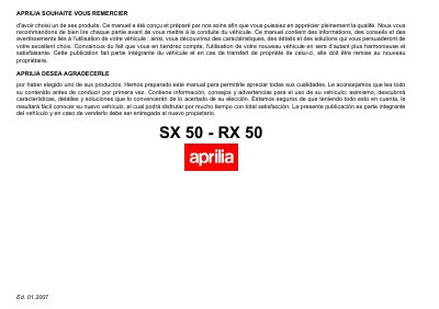 aprilia 854022 RX-SX 50 MY 2007 F-E Manual - cover page