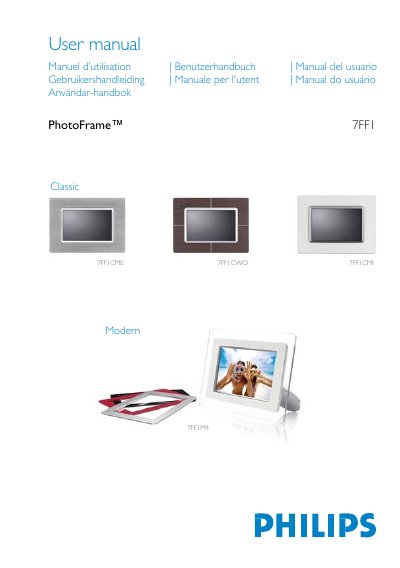 Philips 7FF1M4 PhotoFrame User Manual - cover page