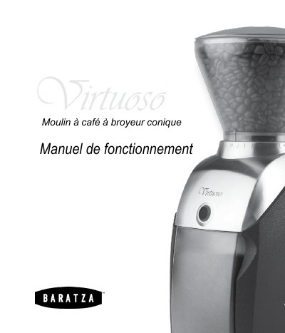 Baratza Virtuoso Coffee Grinder User Manual - cover page