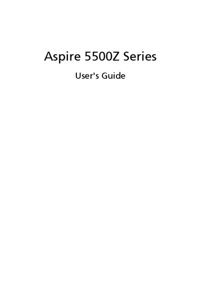 Acer Aspire 5500Z Series User's Guide - cover page