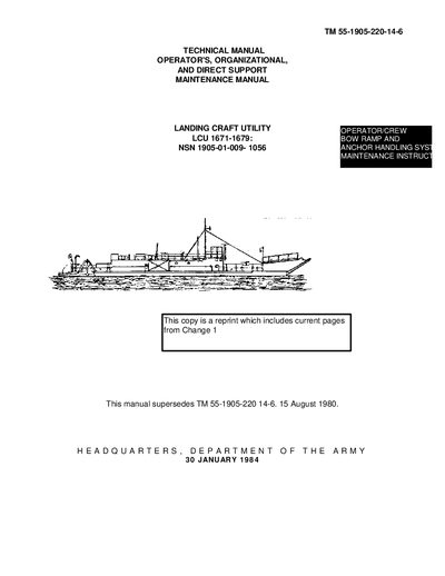 U.S. Army LCU 1671-1679 Technical Manual - cover page