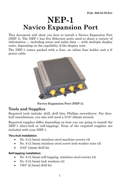 Navico NEP-1 Expansion Port Installation Guide - cover page