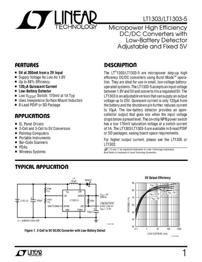 Linear Technology LT1303/LT1303-5 Datasheet - cover page