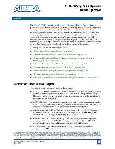 Altera HardCopy IV GX Dynamic Reconfiguration Guide - cover page