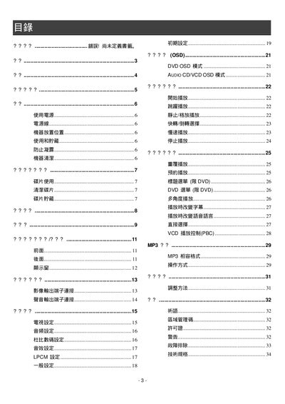 Changhe DVD VCD Player User Manual - cover page