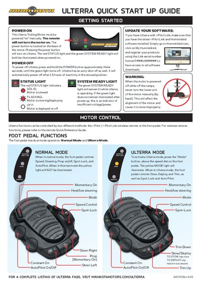 Minn Kota Ulterra Trolling Motor User Manual