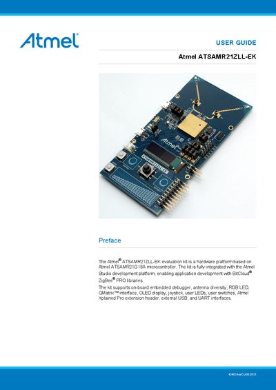 Atmel ATSAMR21ZLL-EK Evaluation Kit User Guide - cover page