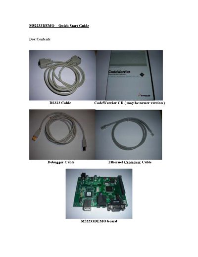 Freescale M52233DEMO Quick Start Guide - cover page