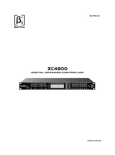 Elder Audio C4800 Digital Speaker Controller User Manual - cover page