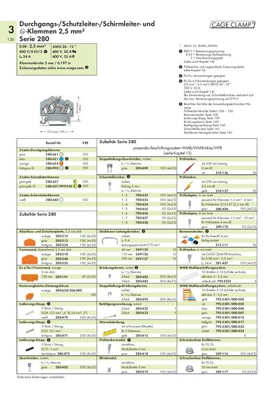 WAGO Serie 280 Technology Data Sheet