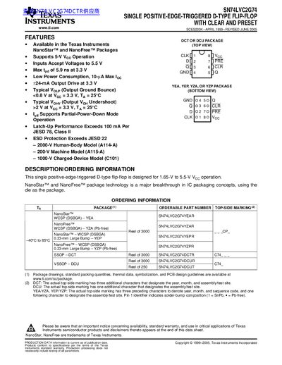 Texas Instruments SN74LVC2G74 Datasheet - cover page