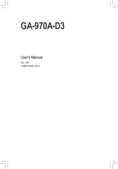 Gigabyte GA-970A-D3 Motherboard User Manual - cover page