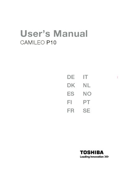 Toshiba Camileo P10 Camcorder User Manual - cover page