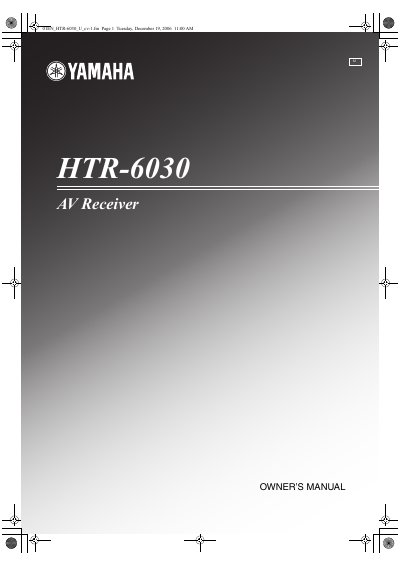 Yamaha HTR-6030 AV Receiver Owner's Manual - cover page