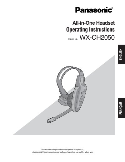 Panasonic WX-CH2050 All-in-One Headset Operating Instructions - cover page