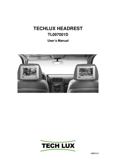 Techlux TL097001D Headrest User Manual - cover page