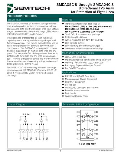 SEMTECH SMDA05C-8 Manual - cover page
