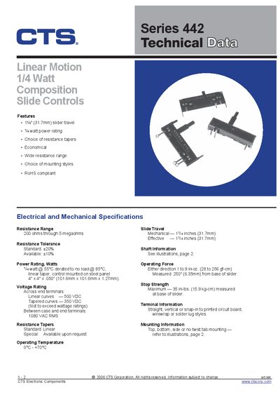 CTS Series 442 Datasheet - cover page