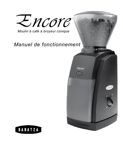 Baratza Encore Coffee Grinder Operations Manual - cover page