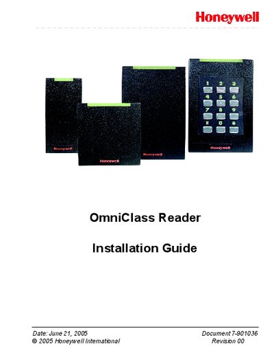 Honeywell OmniClass Reader Installation Guide - cover page