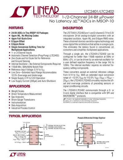 Linear Technology LTC2401/LTC2402 Datasheet - cover page