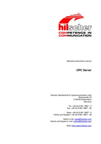 Hilscher OPC Series Operating Instructions Manual - cover page