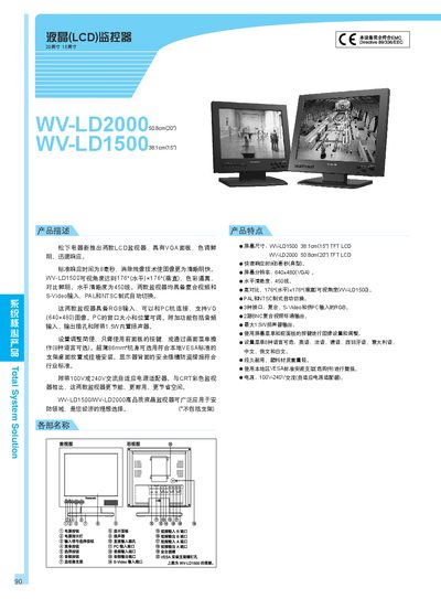 Panasonic WV-LD1500/WV-LD2000 LCD Monitor User Manual