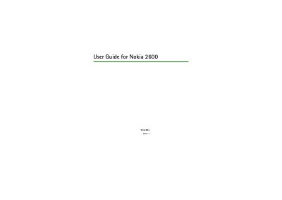 Nokia 2600 User Guide - cover page