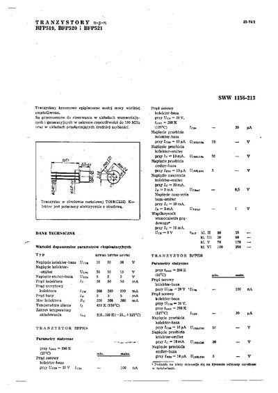 Tranzystory BFP519 BFP520 BFP521 Transistor Datasheet - cover page