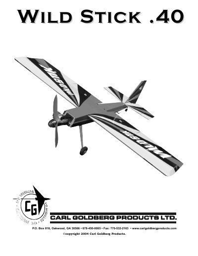 Carl Goldberg Products Wild Stick .40 Assembly and Flight Manual - cover page