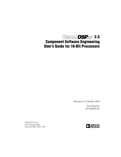 Analog Devices VisualDSP++ 3.5 Component Software Engineering User Guide - cover page