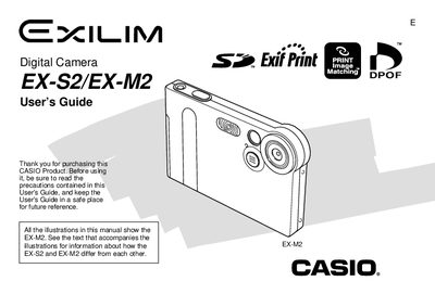 Casio EX-S2/EX-M2 Digital Camera User Manual - cover page