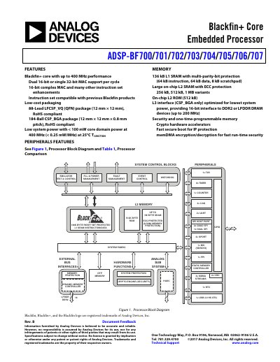 Analog Devices ADSP-BF700/701/702/703/704/705/706/707 Datasheet - cover page