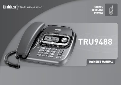 Uniden TRU9488 Multi-Handset Phone Owner's Manual - cover page