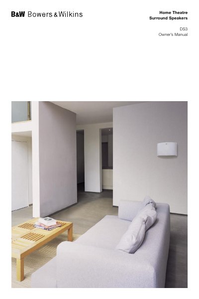 Bowers & Wilkins DS3 Home Theatre Surround Speakers Owner’s Manual - cover page