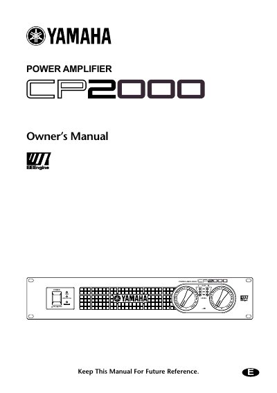 Yamaha CP2000 Power Amplifier Owner's Manual