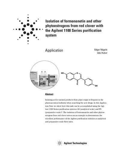 Agilent 1100 Series Purification System Application Note: Isolation of Formononetin - cover page