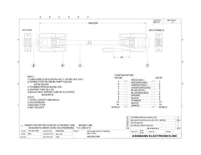 ASSMANN ELECTRONICS.INC HD15 MALE-HD15 FEMALE