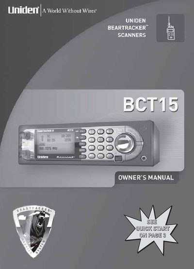 Uniden BCT15 Scanner Owner's Manual - cover page