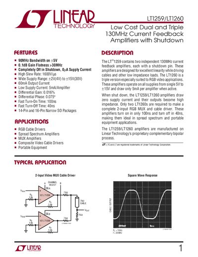 Linear Technology LT1259/LT1260 Datasheet - cover page