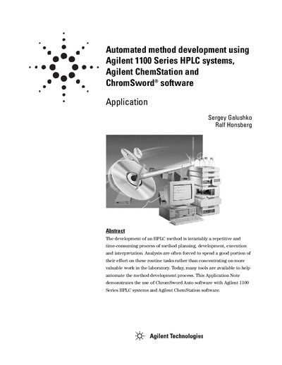 Automated Method Development Using Agilent 1100 Series HPLC Systems Application Note - cover page