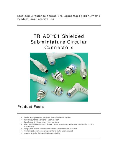 Tyco TRIAD 01 Shielded Subminiature Circular Connectors Handbook - cover page