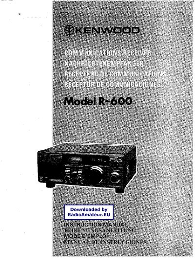 Kenwood R-600 Communications Receiver Instruction Manual - cover page