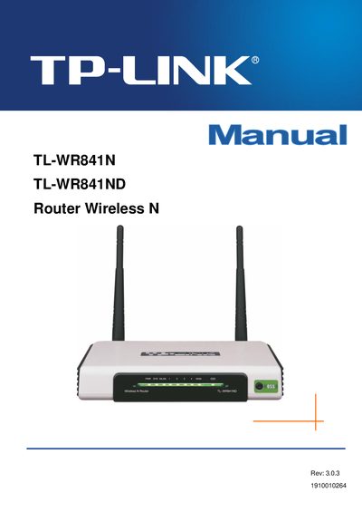 TP-Link TL-WR841N/TL-WR841ND Wireless N Router User Manual